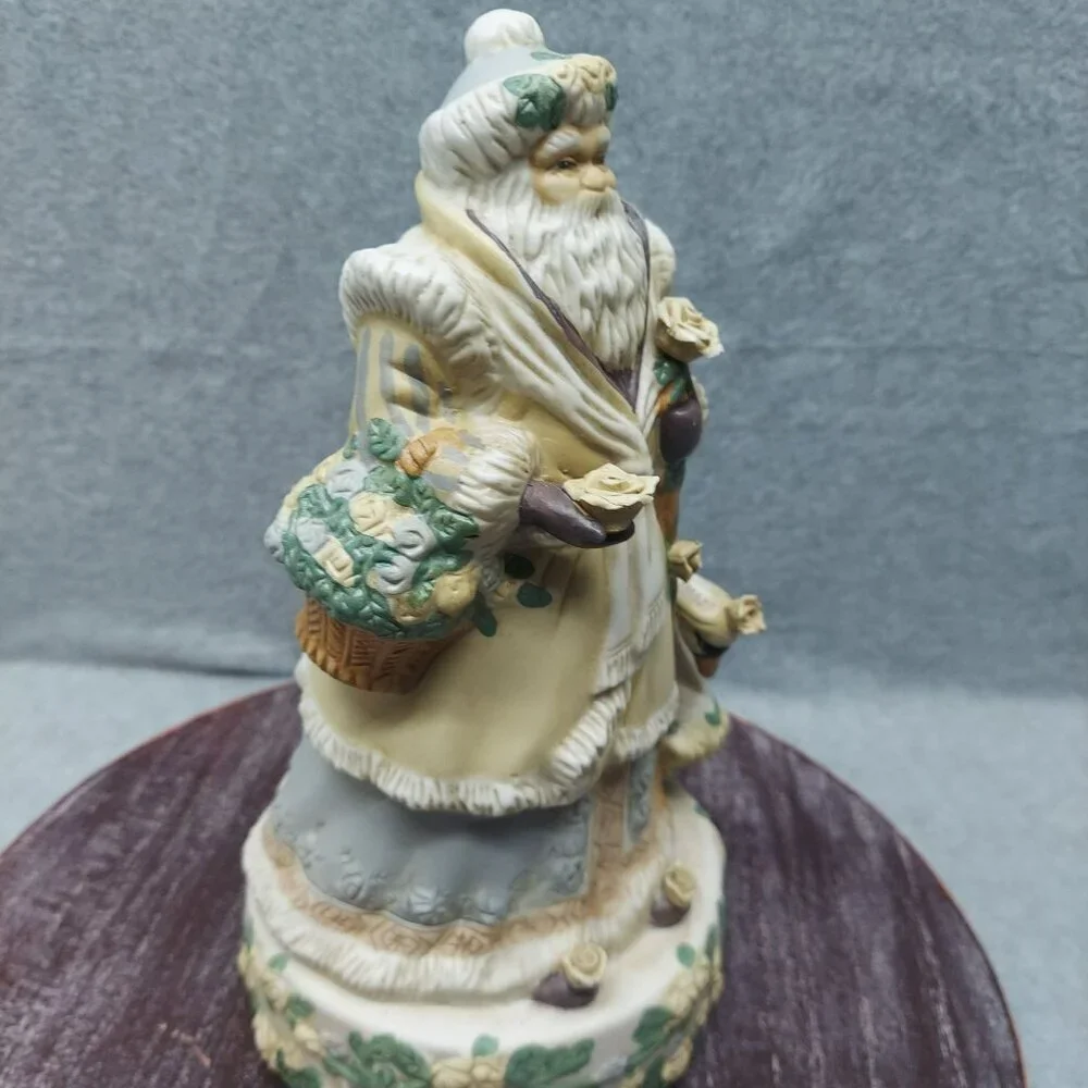 Old World Santa Claus Collectible Porcelain Figurine With Intricate Floral Detai